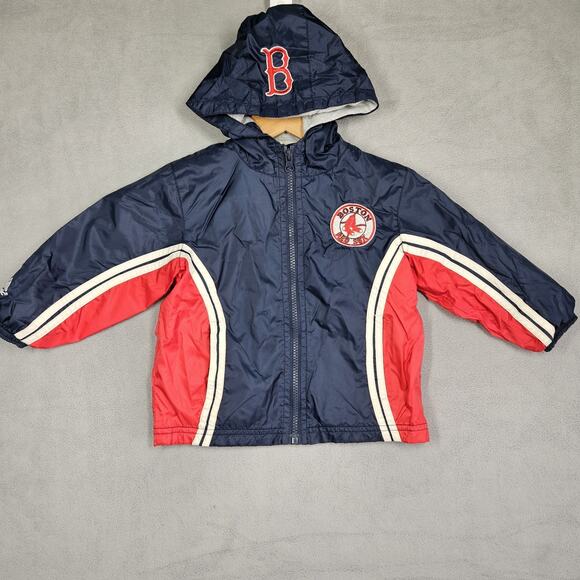 Majestic Boston Red Sox Jacket Toddler Size 3T Blue Red Logo Rain Jacket Hooded - Picture 1 of 16